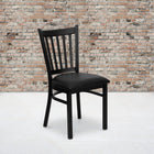 Flash Furniture HERCULES Series Black Vertical Back Metal Restaurant Chair - Black Vinyl Seat - 2 Pack-18 Gauge Steel Frame