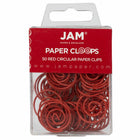 JAM Paper Colored Circular Paper Clips - Red - 2 Packs of 50-Color: Red