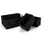Truu Design Braided Grass Storage Basket, Set of 3, 15.5 x 7 inches, Black-Each small basket measures 10.25" x 5.75" x 6.5" and large basket measures 15.5" x 7" x 11.5" (L x H x W) in dimensions
