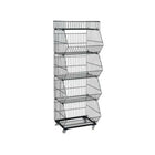 Eddie's Four Tier Bin Rack - 57" H x 19-3/4" W x 17-1/4" D - Black-Bin Rack