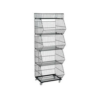 Eddie's Four Tier Bin Rack - 57" H x 19-3/4" W x 17-1/4" D - Black-Bin Rack