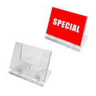 Futech Countertop Sign Holder - 2"W x 2-1/2"H - Clear - 10 Pack-The Futech CTS0158 Countertop Sign Holder provides a unique way to display information such as prices, promotions, event information, and even a name tag.
