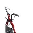 Drive Medical Duet Transport Wheelchair Rollator Walker, Burgundy-To use as a transport chair, the Duet has locking flip-up armrests and a flip-down footrest to aid the user; A safety lock release is used to store the arms and a hook and loop strap is used to store the footrest while using the Duet for ambulation