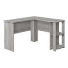 Monarch Specialties 7720 Computer Desk - Industrial Grey L-Shaped Corner/2 Shelves-L-shaped computer desk with storage in a wood-look finish