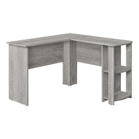 Monarch Specialties 7720 Computer Desk - Industrial Grey L-Shaped Corner/2 Shelves-L-shaped computer desk with storage in a wood-look finish