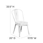 Flash Furniture Distressed Metal Indoor-Outdoor Stackable Chair - White-Cross Brace under seat provides extra stability