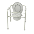 Drive Medical Folding Steel Bedside Commode-Durable plastic snap on seat and lid