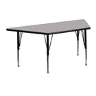 Flash Furniture 24''W x 48''L Trapezoid Activity Table with 1.25'' High Pressure Top and Height Adjustable Pre-School Legs, Grey-Grey Laminate