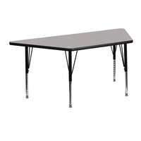 Flash Furniture 24''W x 48''L Trapezoid Activity Table with 1.25'' High Pressure Top and Height Adjustable Pre-School Legs, Grey-Grey Laminate