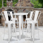 24'' Round White Metal Indoor-Outdoor Bar Table Set with 4 Cafe Barstools [CH-51080BH-4-30CAFE-WH-GG]-24"W x 24"D x 41"H