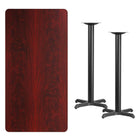 Flash Furniture 30" x 60" Rectangular Mahogany Laminate Table Top with 22" x 22" Bar Height Table Bases-Mahogany Laminate Top