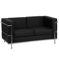 Flash Furniture HERCULES Regal Series Contemporary Black LeatherSoft Loveseat with Encasing Frame-Contemporary Style
