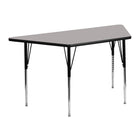Flash Furniture 24''W x 48''L Trapezoid Activity Table with 1.25'' High Pressure Top and Standard Height Adjustable Legs, Grey-Grey Laminate