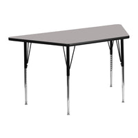 Flash Furniture 24''W x 48''L Trapezoid Activity Table with 1.25'' High Pressure Top and Standard Height Adjustable Legs, Grey-Grey Laminate