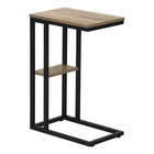 Monarch Specialties 3672 Accent Table - 25"H/Dark Taupe/Black Metal-C-shaped accent table with a base that can be slid underneath sofas for convenience