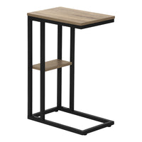 Monarch Specialties 3672 Accent Table - 25"H/Dark Taupe/Black Metal-C-shaped accent table with a base that can be slid underneath sofas for convenience
