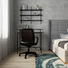 Can-Bramar Modernatta 3 Tier Wall Mounted Bookcase - Matte Black-Wall mounted shelves with wood shelves and the metal frame is designed in the contemporary style