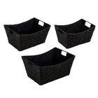 Truu Design Braided Grass Storage Baskets, Set of 3, Black-Material: durable braided grass