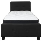 Flash Furniture Tribeca Twin Size Tufted Upholstered Platform Bed with Pocket Spring Mattress - Black Fabric-Twin Platform Bed and Mattress Set