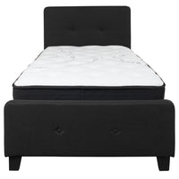 Flash Furniture Tribeca Twin Size Tufted Upholstered Platform Bed with Pocket Spring Mattress - Black Fabric-Twin Platform Bed and Mattress Set