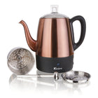 Euro Cuisine 4 Cup Electric Coffee Percolator - Copper (PER04)-Precise, no-drip pour spout