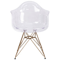 Flash Furniture Alonza Series Transparent Side Chair with Gold Base-Accent Side Chair