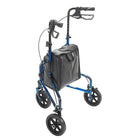Drive Medical 3 Wheel Rollator Walker with Basket Tray and Pouch, Flame Blue-Comes standard with basket, tray and pouch
