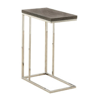 Monarch Specialties 3253 Accent Table - Dark Taupe With Chrome Metal-Dark taupe reclaimed wood-look finished hollow-core accent table has sufficient space for you to snacks, drinks and even meals