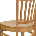 Flash Furniture HERCULES Series Vertical Slat Back Natural Wood Restaurant Chair-Mortise and Tenon Style Construction with metal wood screw reinforcements