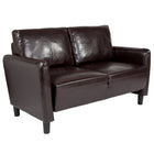 Flash Furniture Candler Park Upholstered Loveseat - Brown Leather-Brown LeatherSoft Upholstery
