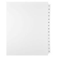 Mark Maker Legal Exhibit Index Tab Set of White Single Tabs, 1/15th Cut, Letter Size, No Holes, Number 61 - 75-White Single Tabs, 1/15th Cut
