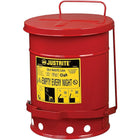 Justrite Oily Waste Cans, 6 Gal, 11 7/8" x 15 7/8", Red-OSHA compliant oily waste cans are essential whenever solvent cloths and wiping rags are used