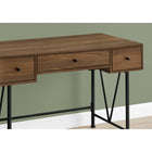 Monarch Specialties 7670 48" Computer Desk - Walnut/Black Metal-1 wide middle drawer on metal glides