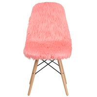 Flash Furniture Faux Fur Shaggy Chair, Hermosa Pink (4DL12)-Set of 4 Accent Side Chairs