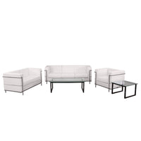 Flash Furniture HERCULES Regal Series Reception Set - Melrose White LeatherSoft-Contemporary Reception Set