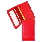 Ashlin Francois RFID Blocking Business Card Holder, Red-RH side has main Gusseted pocket, plus top pocket for easy access.