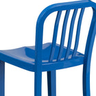 Flash Furniture 24" High Blue Metal Indoor-Outdoor Counter Height Stool with Vertical Slat Back-Footrest
