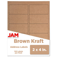 JAM Paper Standard Mailing Shipping Address Labels - 2" x 4" - Brown Kraft - 120 Pack-English only packaging