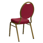 Flash Furniture HERCULES Series Teardrop Back Stacking Banquet Chair in Burgundy Patterned Fabric - Gold Frame-Teardrop Back Design