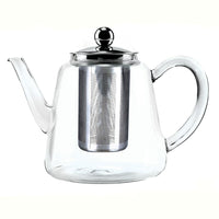Tao Tea Leaf Glass Tea Pot with Stainless Steel Infuser, Loose Leaf, 800mL, Tall-High quality glassware