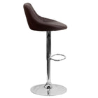 Flash Furniture Contemporary Brown Vinyl Bucket Seat Adjustable Height Barstool with Diamond Pattern Back & Chrome Base - 2 Pack-Brown Vinyl Upholstery