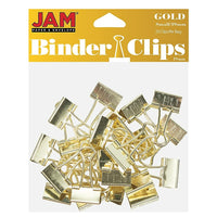 JAM Paper Coloured Binder Clips, Small, 19mm, Gold Binderclips, 25 Pack (334BCGO)-Size: Small .75 inch (19mm)