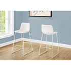Monarch Specialties 7750 Barstool - White Leather-Look/White Metal-Slim white metal frame, versatile for use in multiple rooms