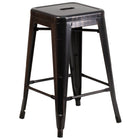Flash Furniture 24" High Backless Black-Antique Gold Metal Indoor-Outdoor Counter Height Stool with Square Seat-Stackable Industrial Style Modern Stool