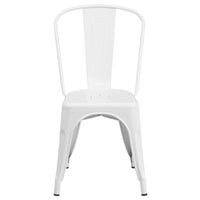Flash Furniture White Metal Indoor-Outdoor Stackable Chair-Stackable Bistro Style Chair