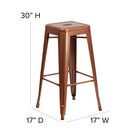 Flash Furniture 30" High Backless Copper Indoor-Outdoor Barstool-Drain Hole in Seat
