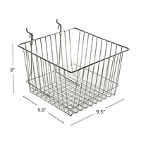 Azar Displays Wire Basket, Chrome, 4.25" , 2 Pack (300621)-2 wire hooks attached for easy mounting
