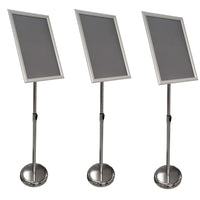 Eddie's Floor Standing Snap Frame Sign Holder - 11" x 17" - Silver Aluminum/Chrome - 3 Pack (130412-3)-Snap Frame Floor Standing Sign Holder