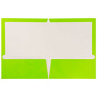JAM Paper 2 Pocket Laminated Glossy Presentation Folders, Lime Green, 100 Pack-Capacity: 200 sheets