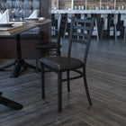Flash Furniture HERCULES Series Black Ladder Back Metal Restaurant Chair - Black Vinyl Seat-Welded Joint Assembly